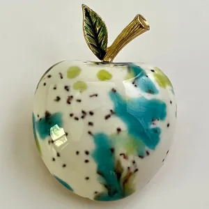 1960s Rene Ceramic Apple Brooch