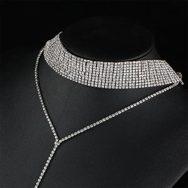 2-Piece: Women's Synthetic Diamond Y Necklace