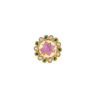 22K Antique Gold, Kundan, Emerald, & CZ Cocktail Ring (9.7gm)