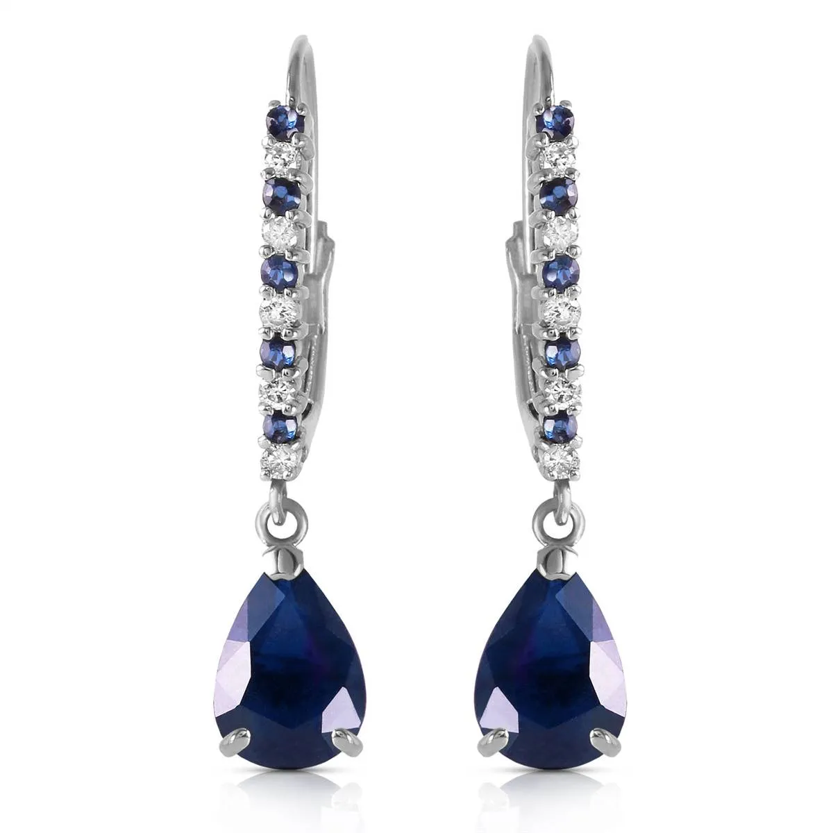 3.35 Carat 14K Solid White Gold Life At The Movies Sapphire Diamond Earrings