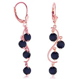 4 Carat 14K Solid Rose Gold Chandelier Earrings Natural Sapphire