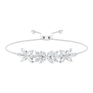 6.50 CT Marquise Cut Zircon Flower Cluster Bolo Bracelet