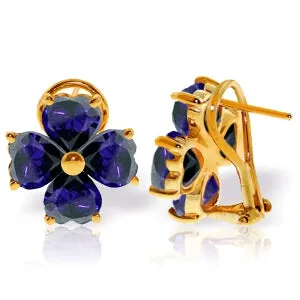 7.2 Carat 14K Solid Yellow Gold Heart Cluster Sapphire Earrings