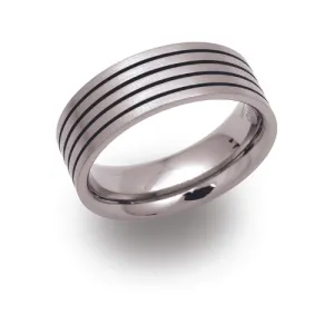 8mm Titanium Ring with black enamel