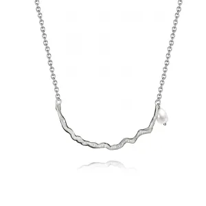 925 Silver Wavy Line Pearl Necklace