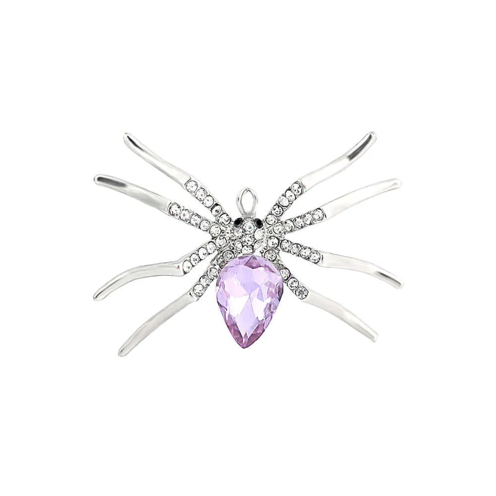 Alloy Purple Diamond Spider Brooch