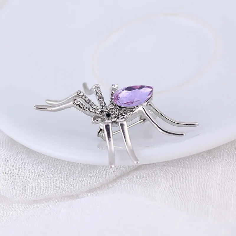 Alloy Purple Diamond Spider Brooch