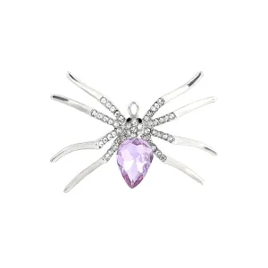 Alloy Purple Diamond Spider Brooch