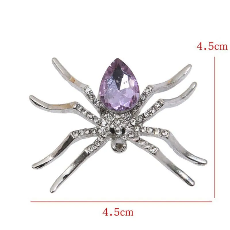 Alloy Purple Diamond Spider Brooch