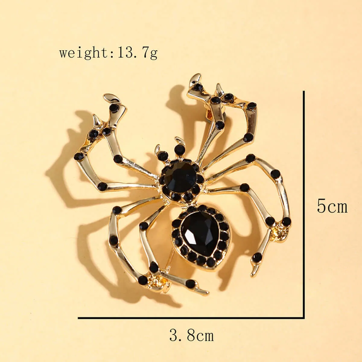 Alloy Spider Black Crystal Brooch