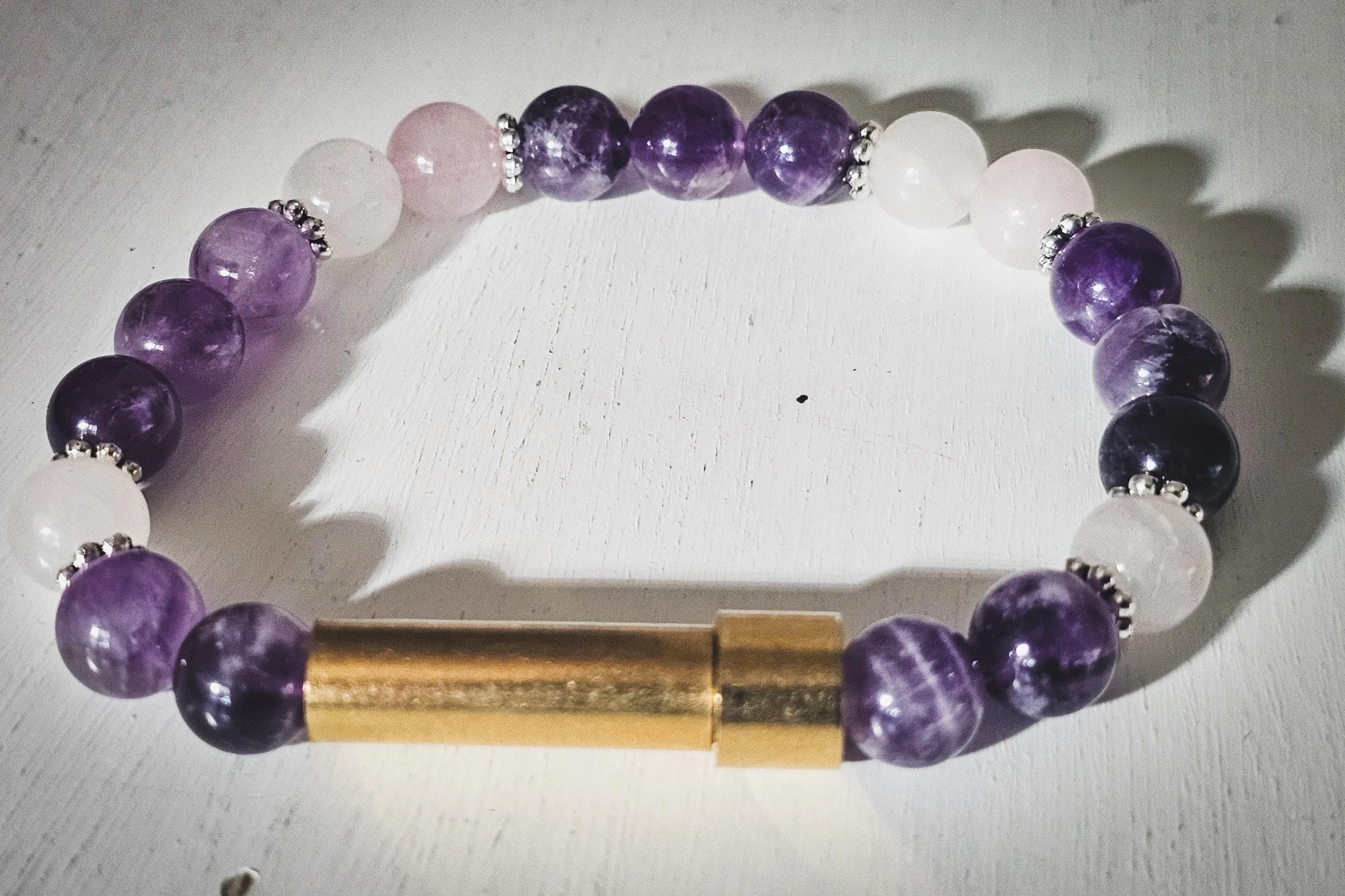 Amethyst and Snow Quartz Healing Bracelet for Hair Fur or Ash