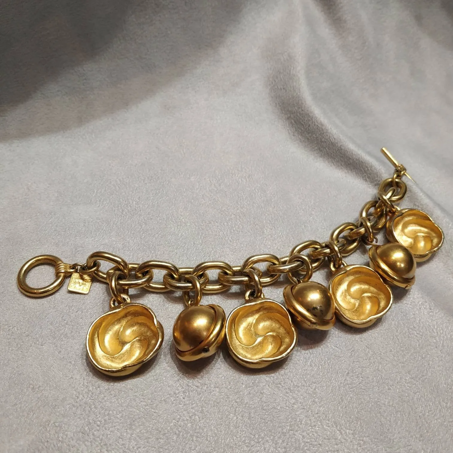 Ann Klein golden charm bracelet vintage