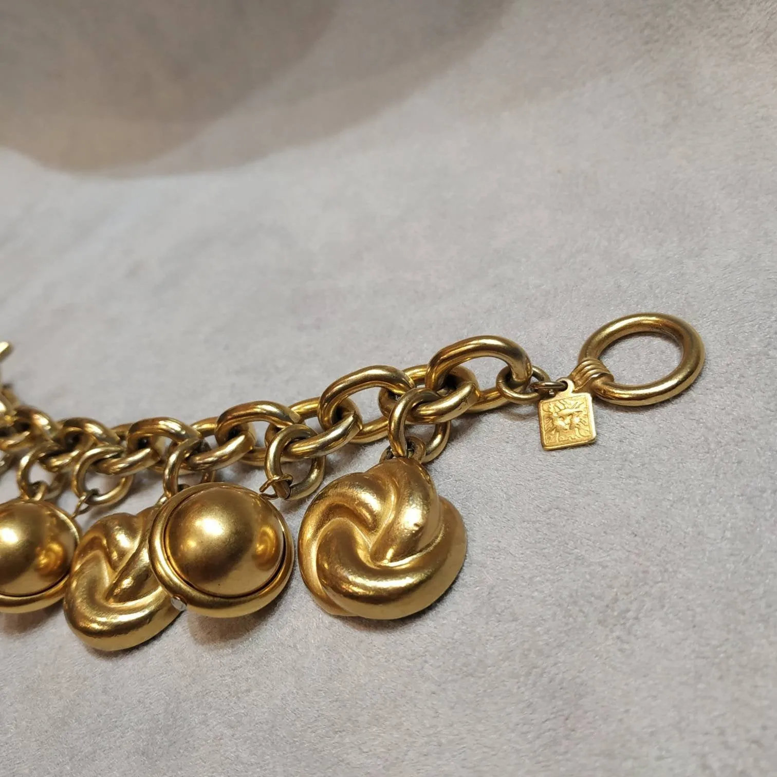 Ann Klein golden charm bracelet vintage