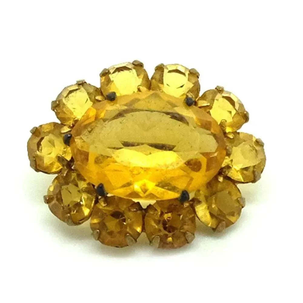 Antique Edwardian Orange Glass Brooch