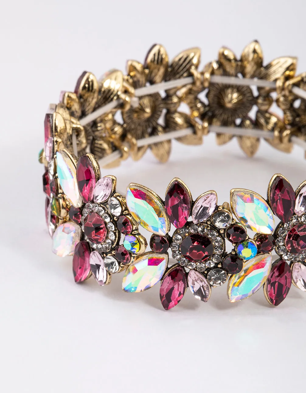 Antique Gold Multi Diamante Bracelet