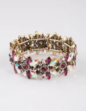 Antique Gold Multi Diamante Bracelet