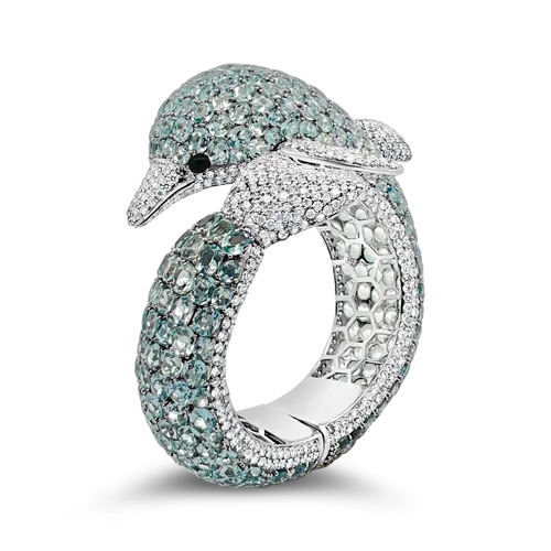 Aquamarine & Diamond Bangle Bracelet