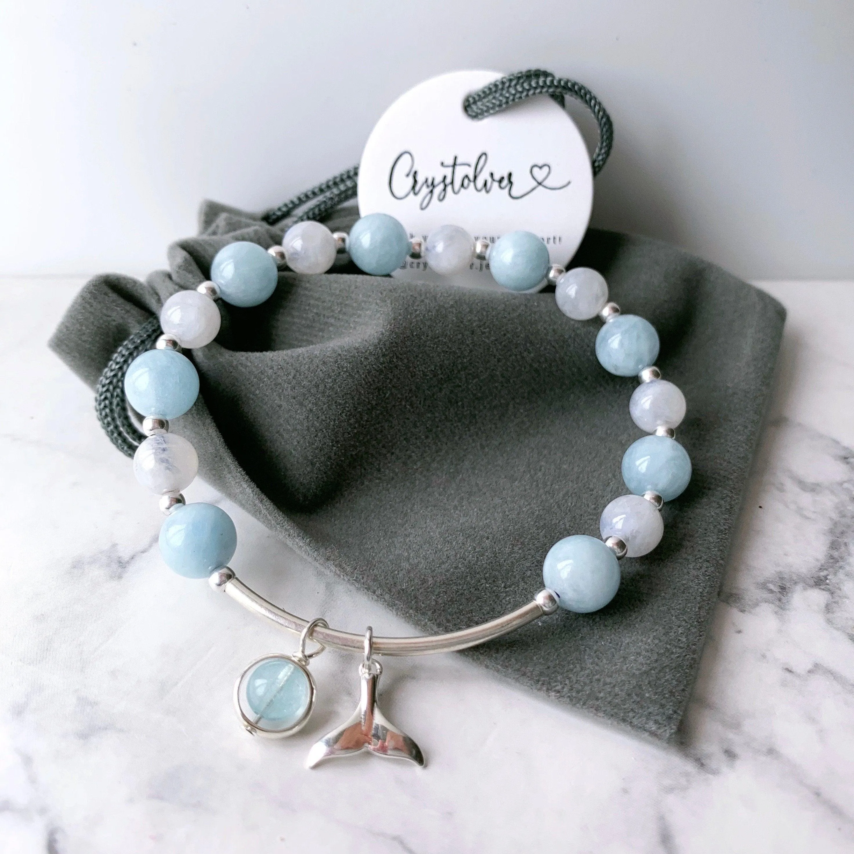 Aquamarine & Moonstone Mermaid Bracelet