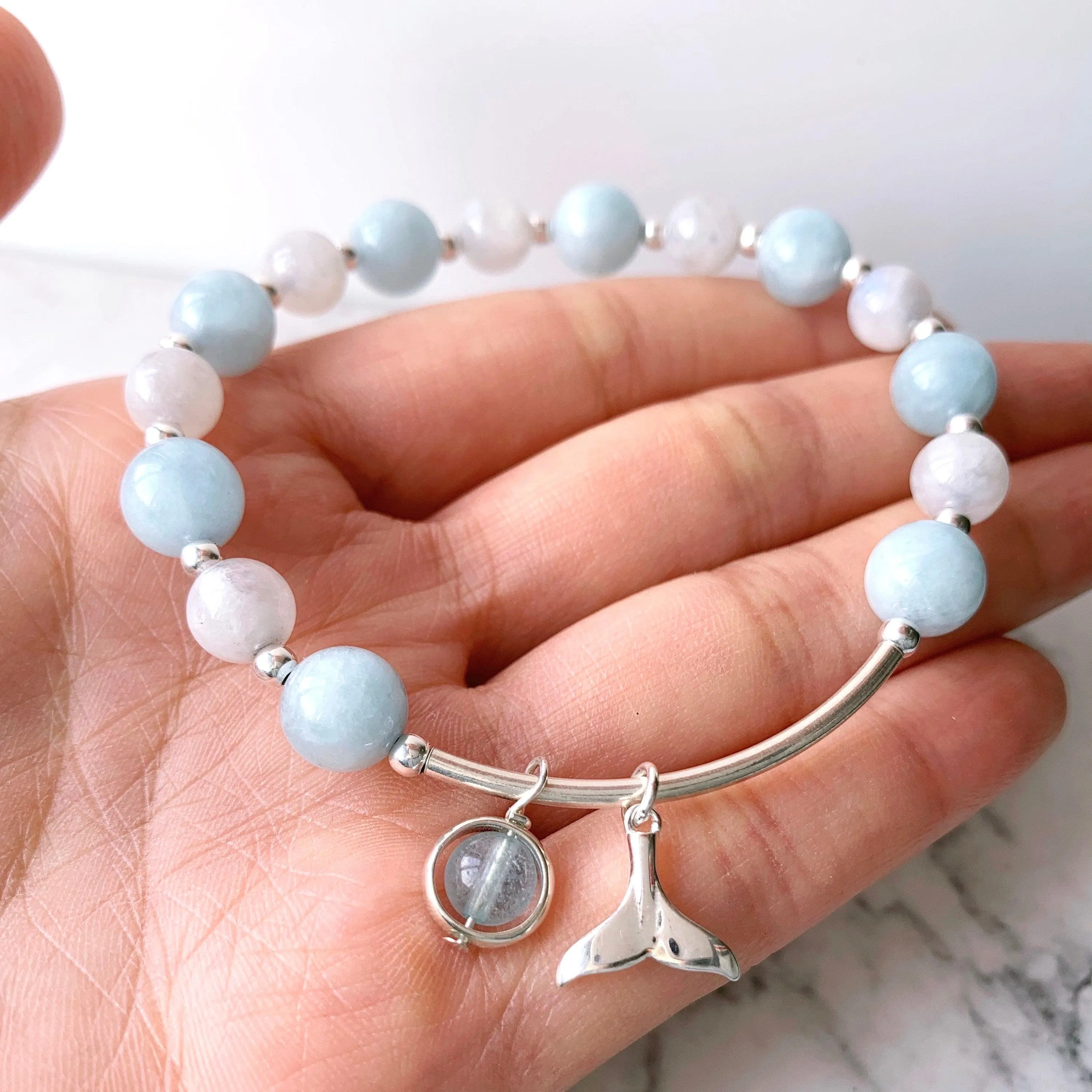 Aquamarine & Moonstone Mermaid Bracelet