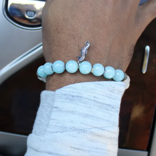 Aquamarine Bead Bracelet