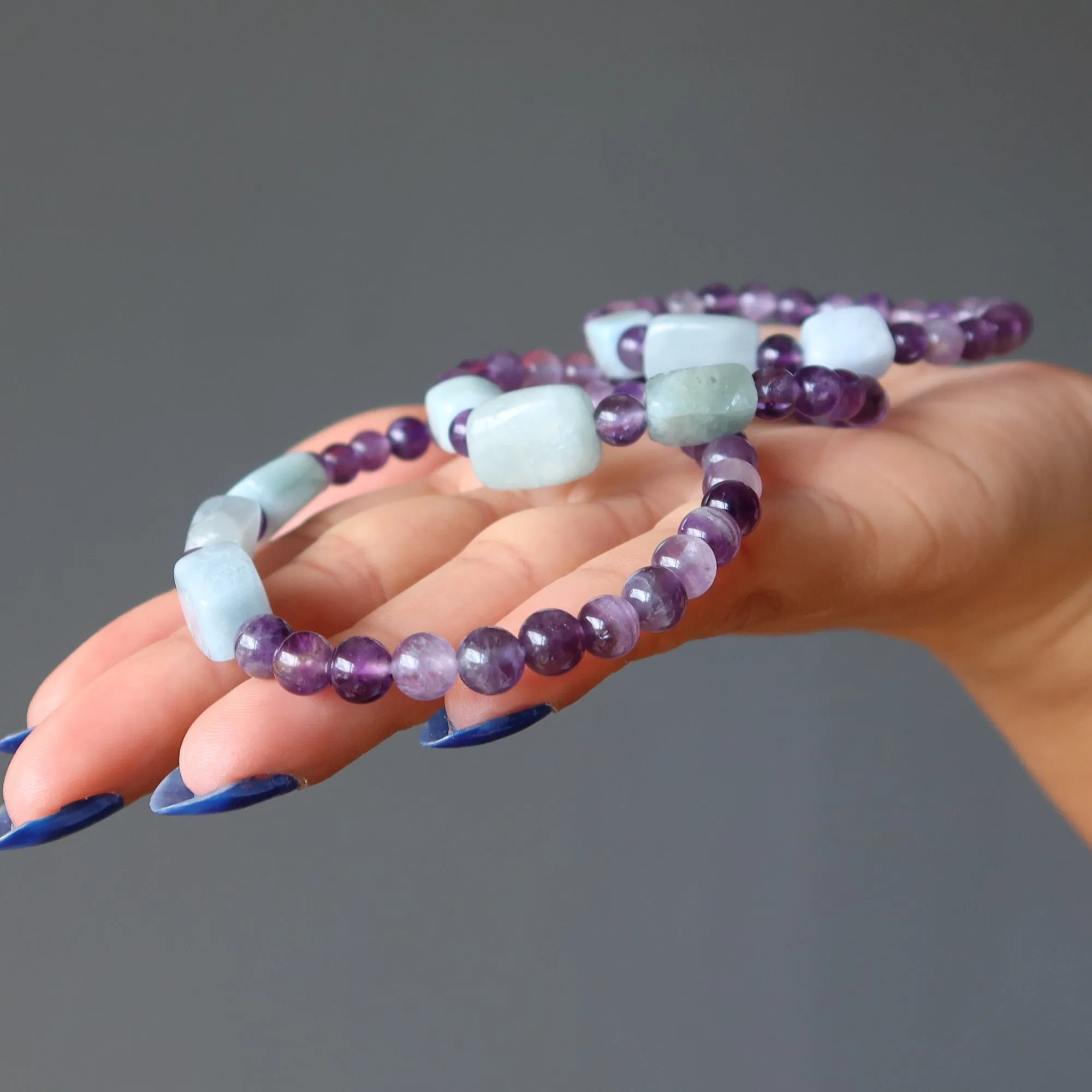 Aquamarine Bracelet Amethyst Serenity Purple Blue