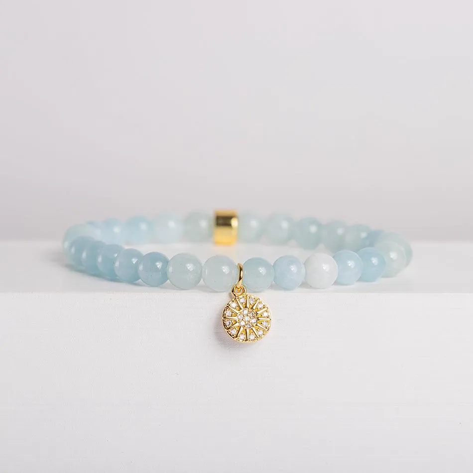 Aquamarine Bracelet with Celestial Charm