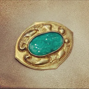 Art Nouveau Jade Green brooch