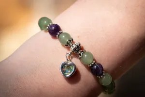 Aventurine and Amethyst Healing Bracelet with Cremation Ashes