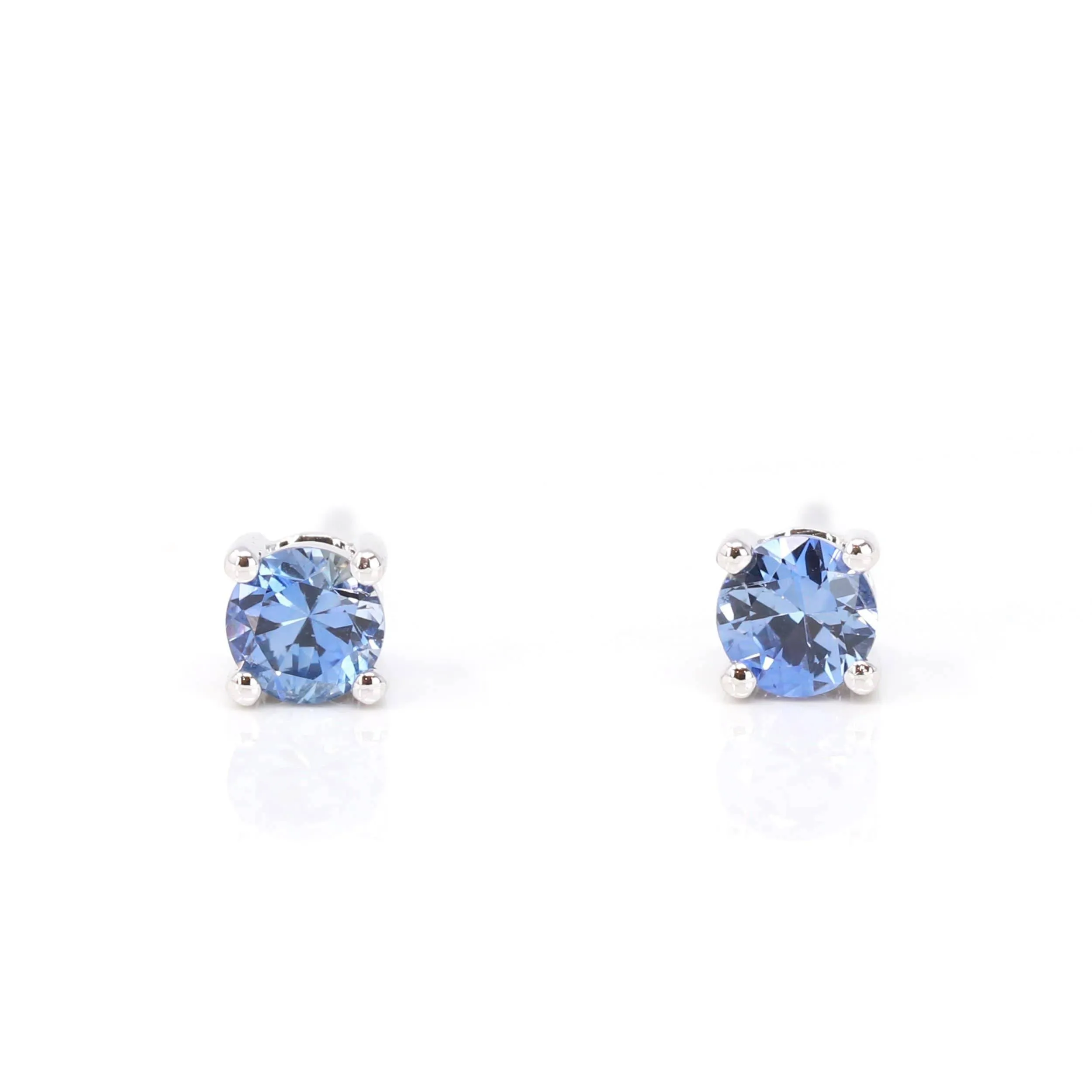 Baikalla™ 14k White Gold Sapphire Round 4 Prong Stud Earrings