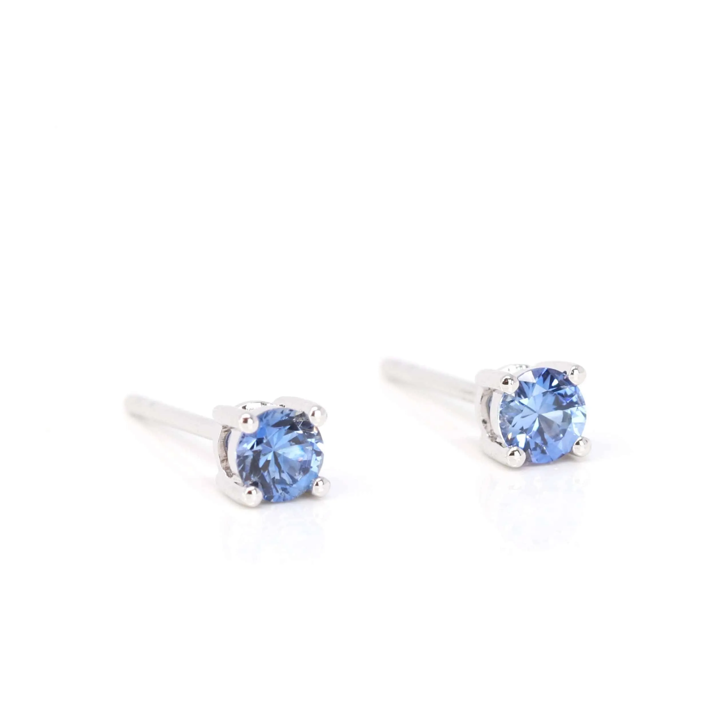 Baikalla™ 14k White Gold Sapphire Round 4 Prong Stud Earrings