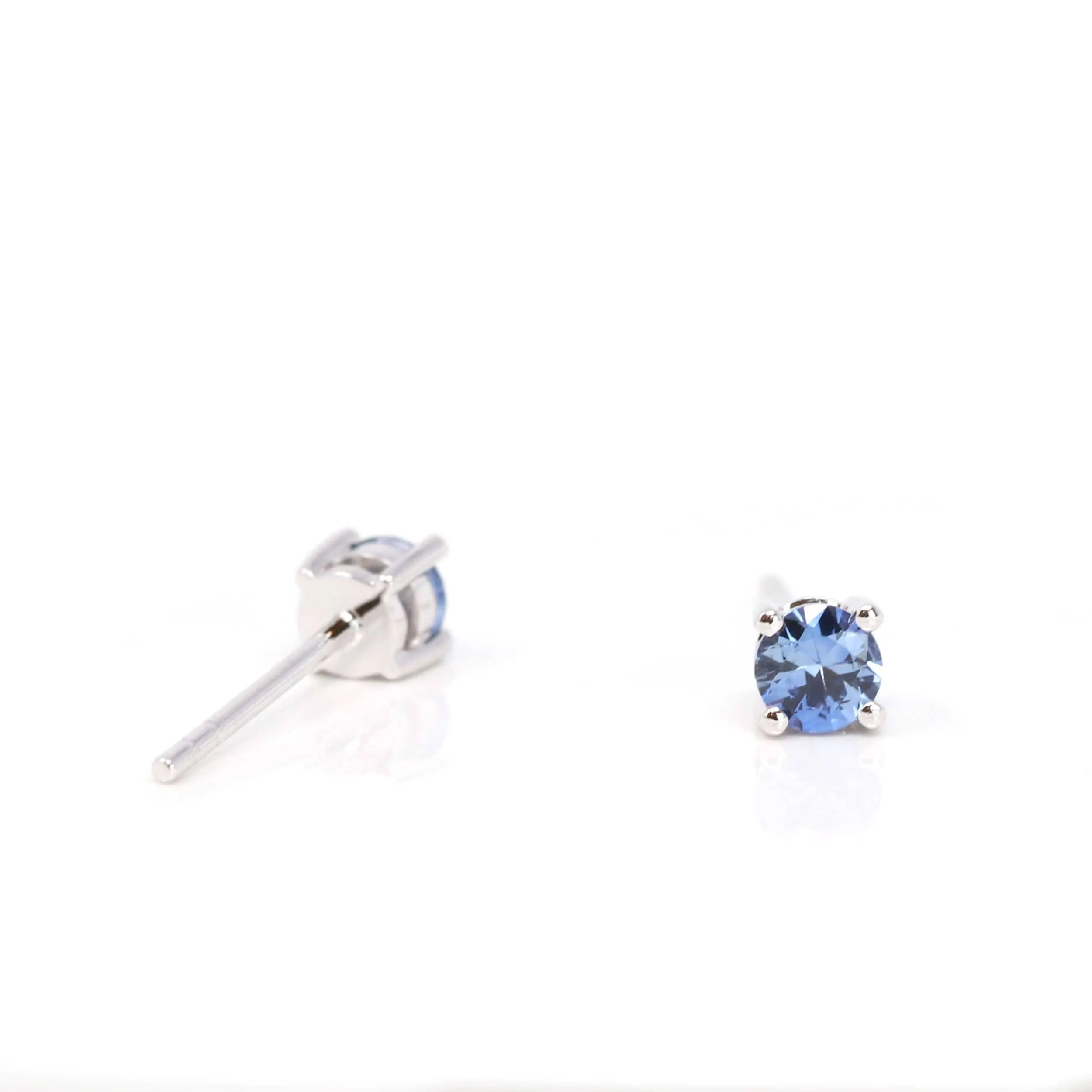 Baikalla™ 14k White Gold Sapphire Round 4 Prong Stud Earrings