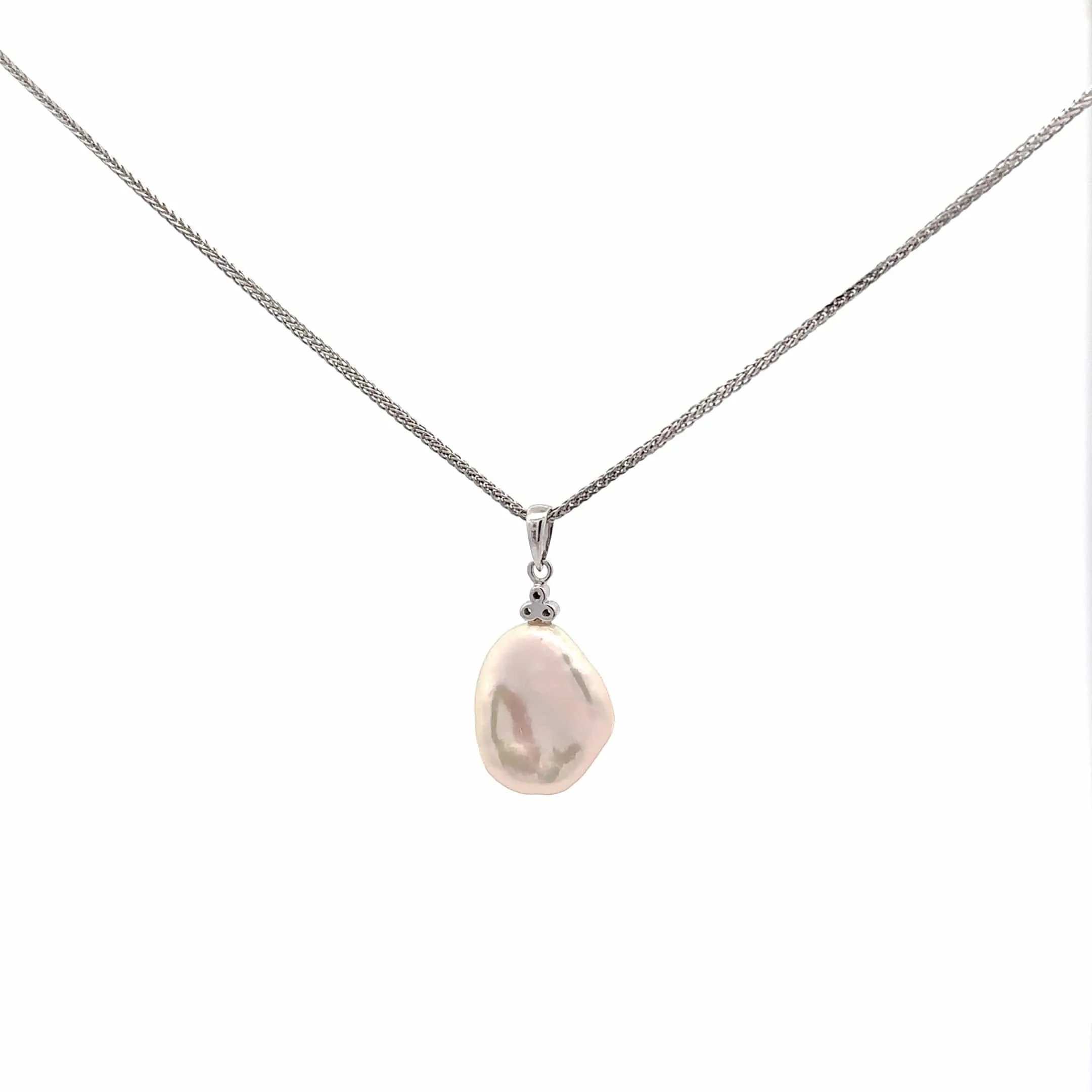 Baikalla 14k White GoldPearl Pendant Necklace With Diamonds