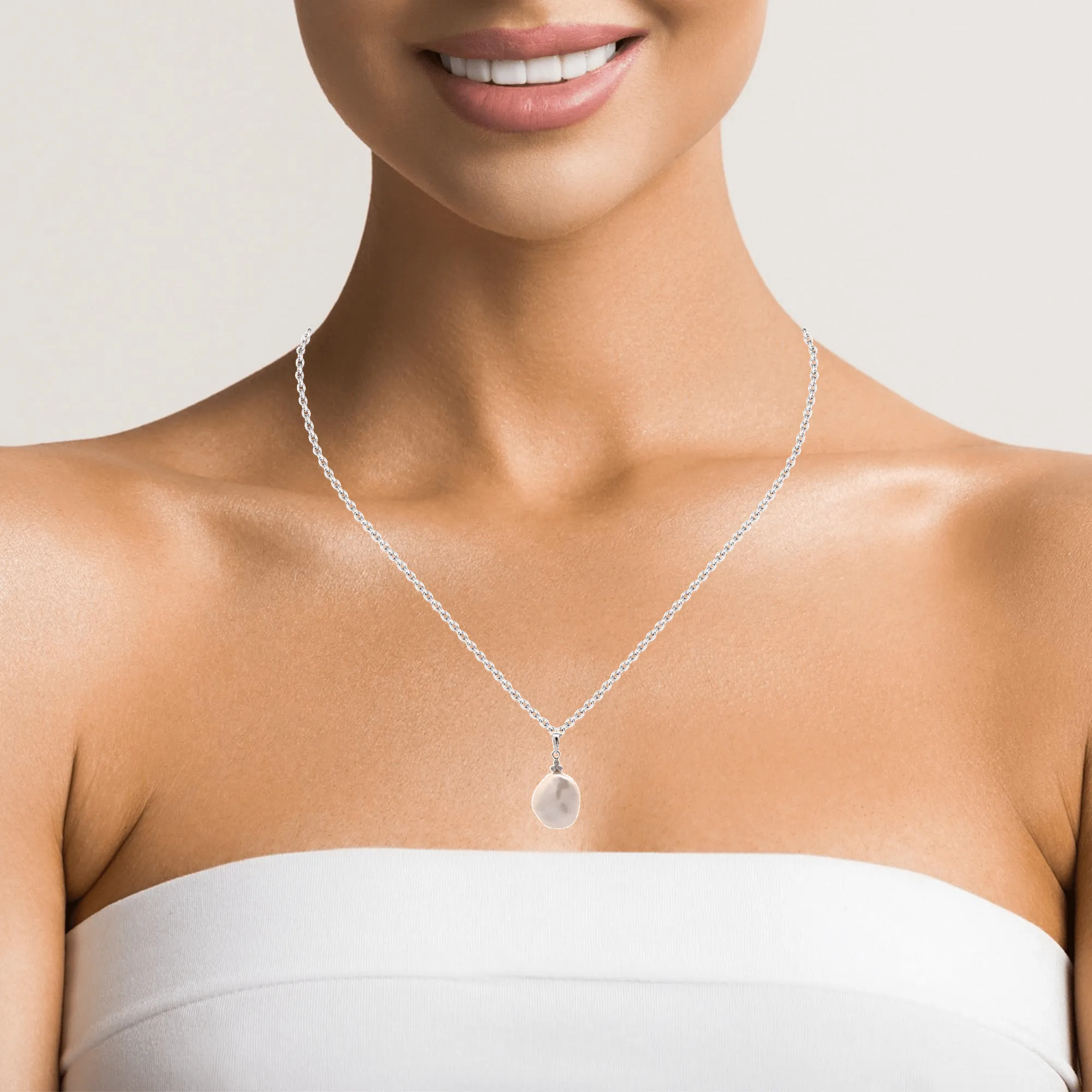 Baikalla 14k White GoldPearl Pendant Necklace With Diamonds