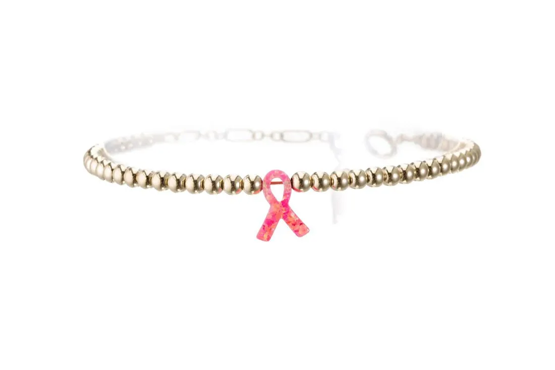 bara boheme | Cancer awareness Opal on Gold Filled Ball Beaded Bracelet