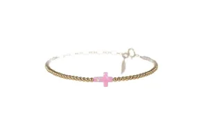 bara boheme - CROSS OPAL BRACELET: BUBBLE GUM / 14K Gold Filled / Stretchy 6.5"