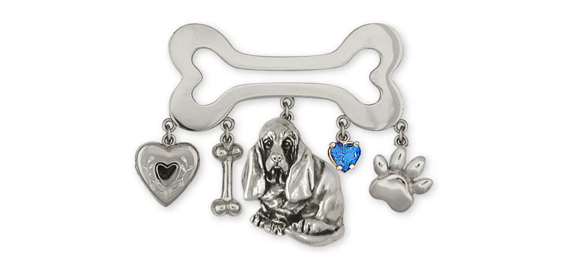 Basset Hound Brooch Pin Jewelry Sterling Silver Handmade Dog Brooch Pin BAS5-PN