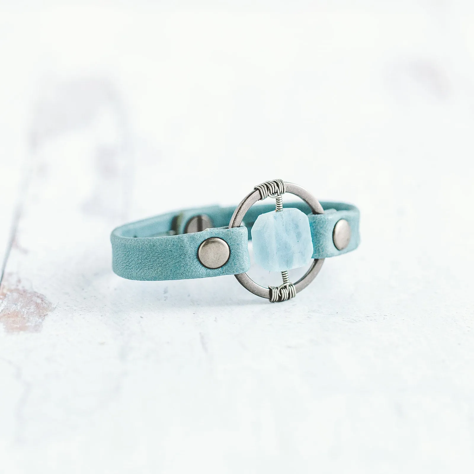 Be the Light Bracelet - Antique Silver - Aquamarine