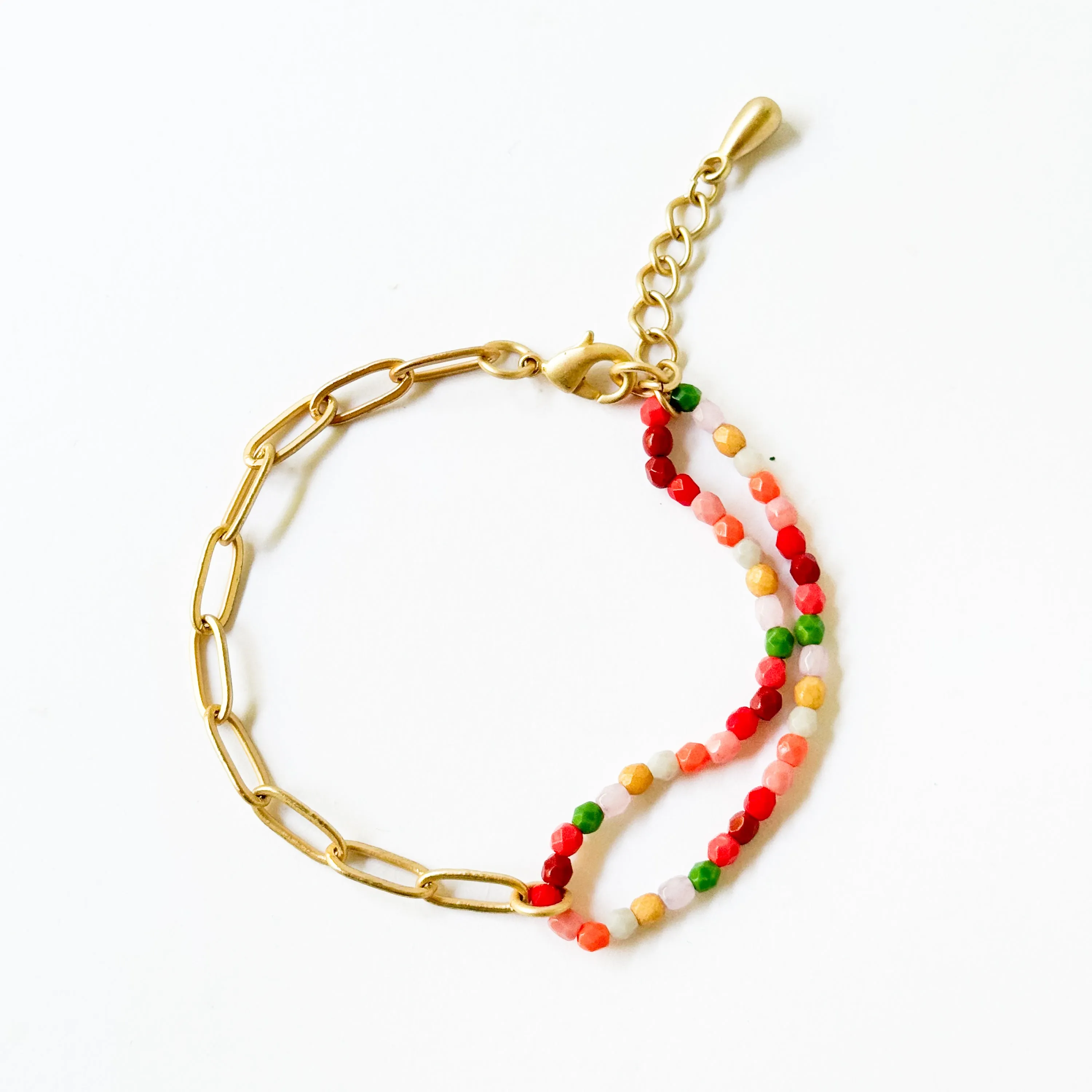 Bead And Gold Paperclip Chain Bracelet