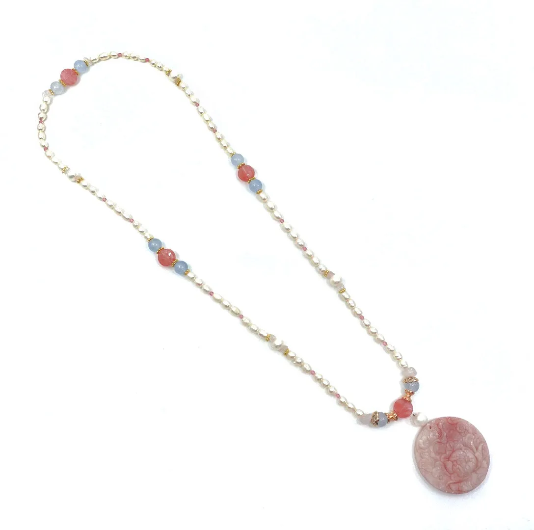 Beaded Tree Peony Pearl Necklace