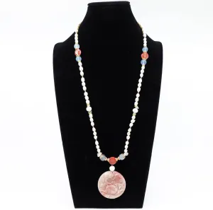 Beaded Tree Peony Pearl Necklace