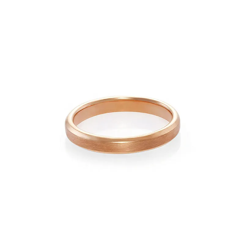 Beveled Edge Matte Finish Wedding Ring in 18K Rose Gold