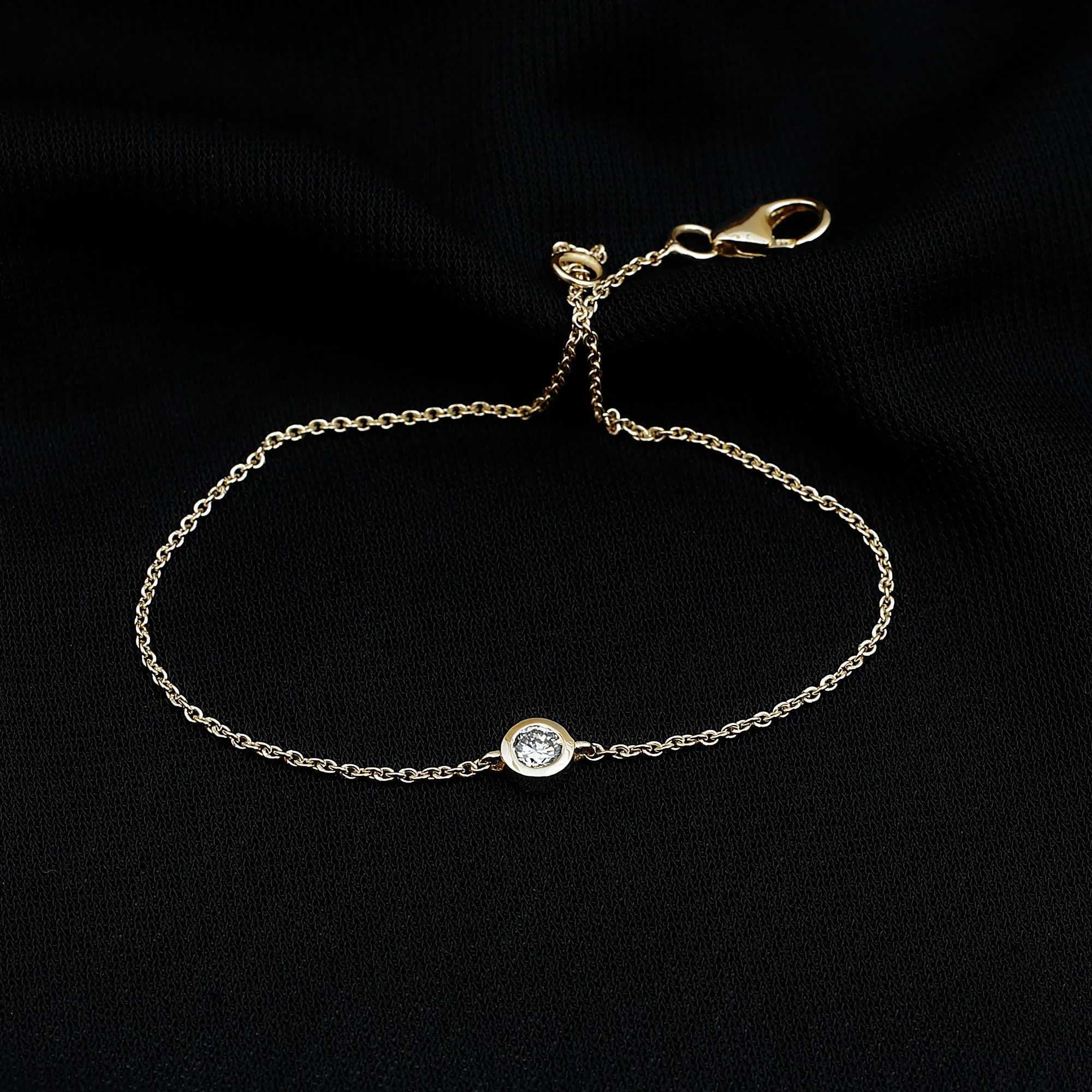 Bezel Set Diamond Chain Bracelet