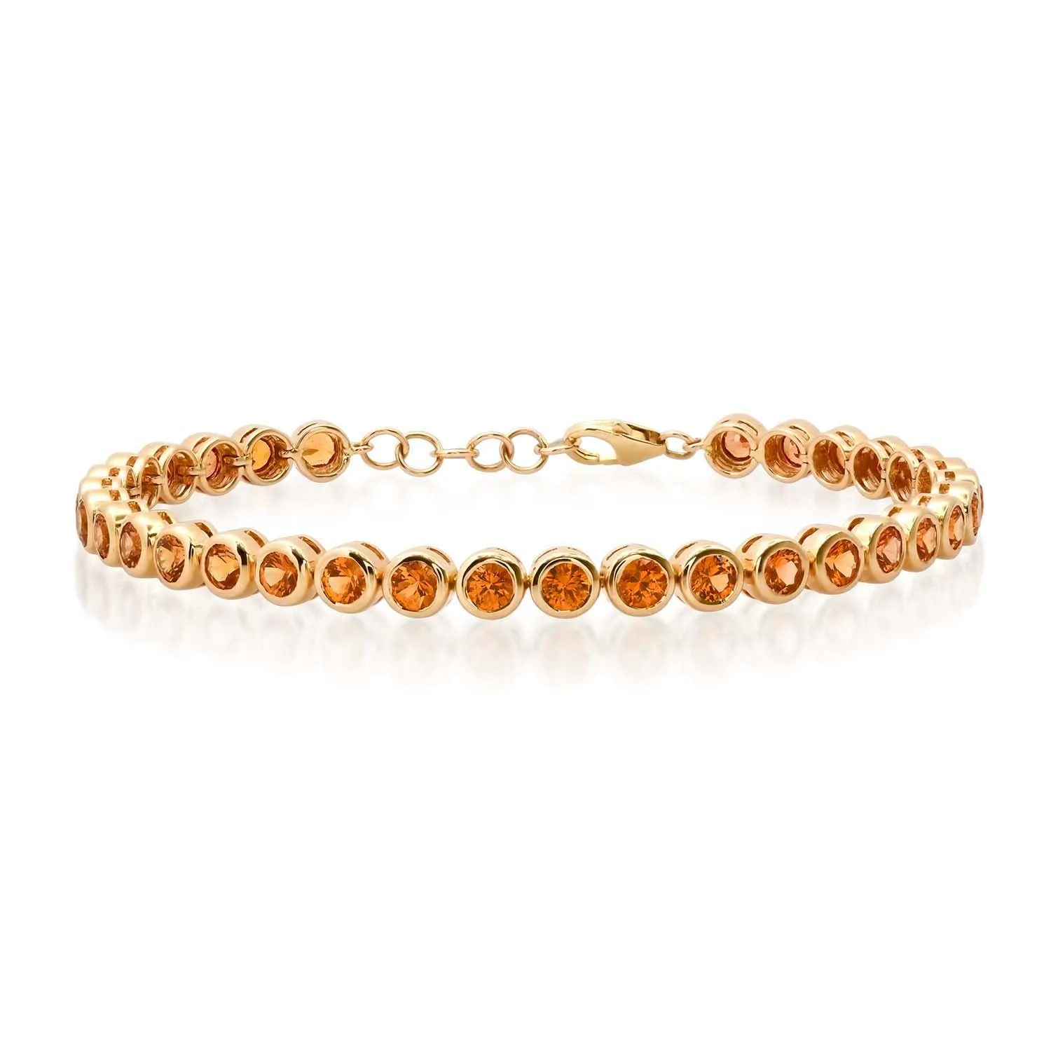 Bezel Set Orange Sapphire Eternity Bracelet