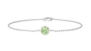 Bezel Set Round Green Sapphire Solitaire Chain Bracelet