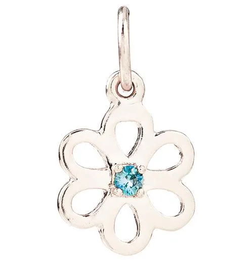 Birthstone Flower Charm With Blue Zircon