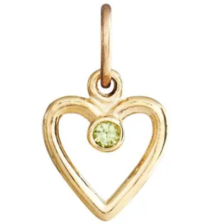 Birthstone Heart Charm With Peridot