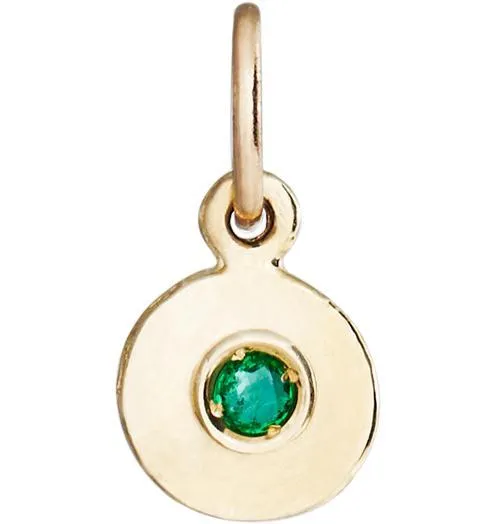 Birthstone Mini Disk Charm With Emerald