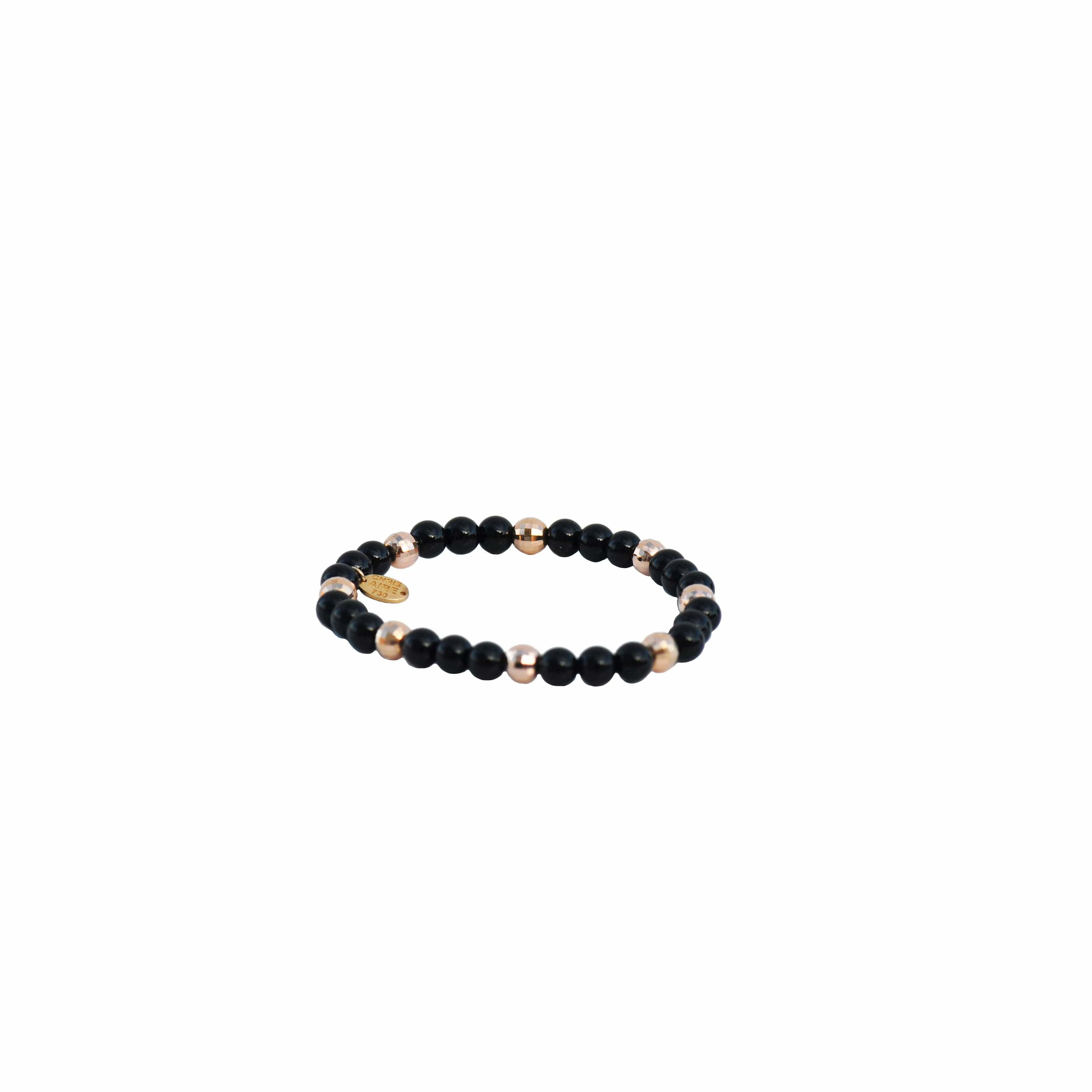 BLACK BEAD AND GOLD BRACELET