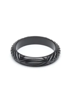 Black Midi Heavy Carve Bangle by Splendette