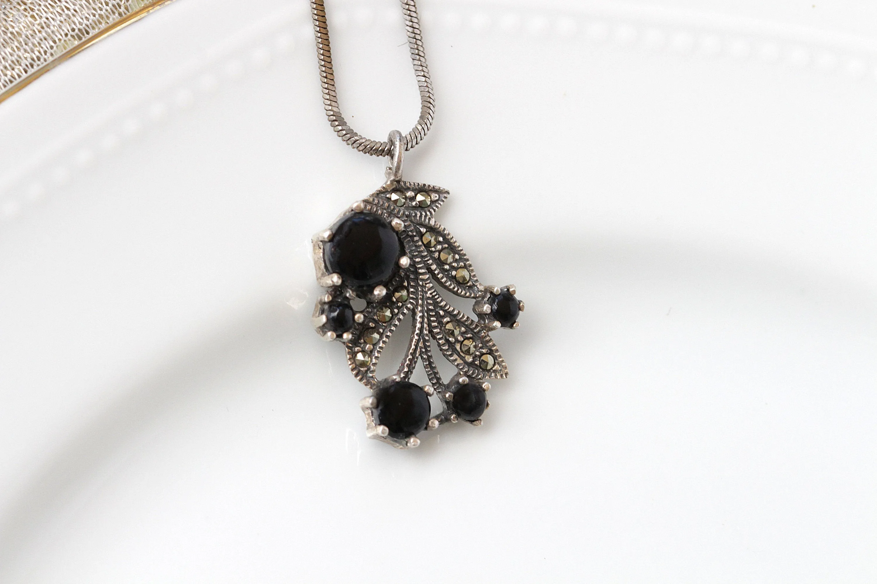 BLACK ONYX Silver Sterling NECKLACE